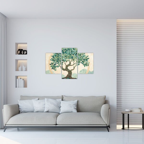 Slika – Elegantna mozaika s drvetom (90x60 cm)