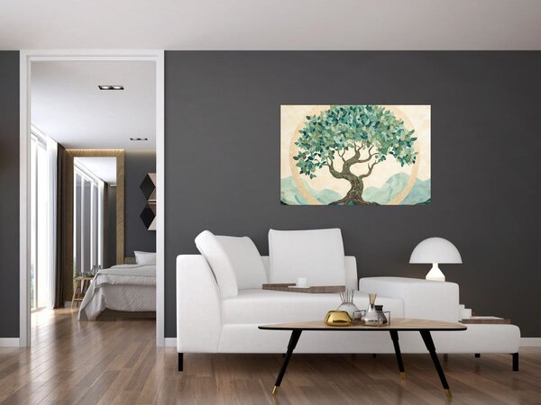 Slika – Elegantna mozaika s drvetom (90x60 cm)