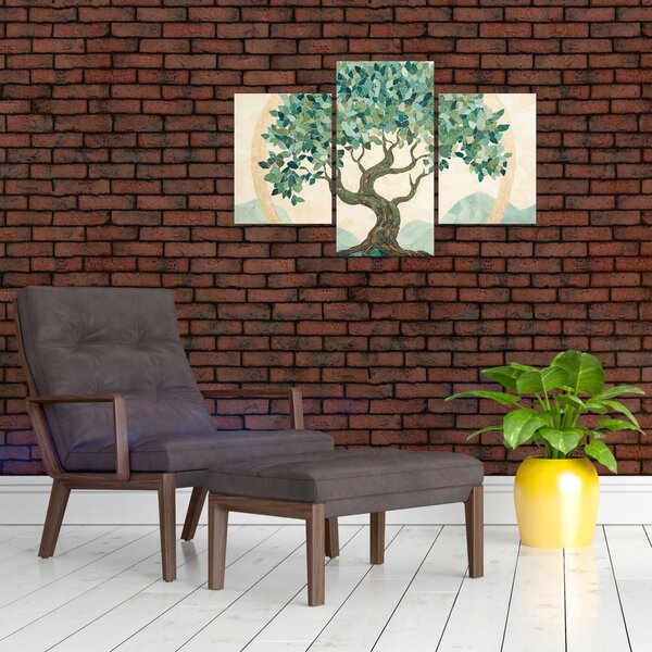 Slika – Elegantna mozaika s drvetom (90x60 cm)