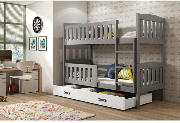 Krevet BMS Kubus na kat + ladica 200x90 cm, GRF bijela