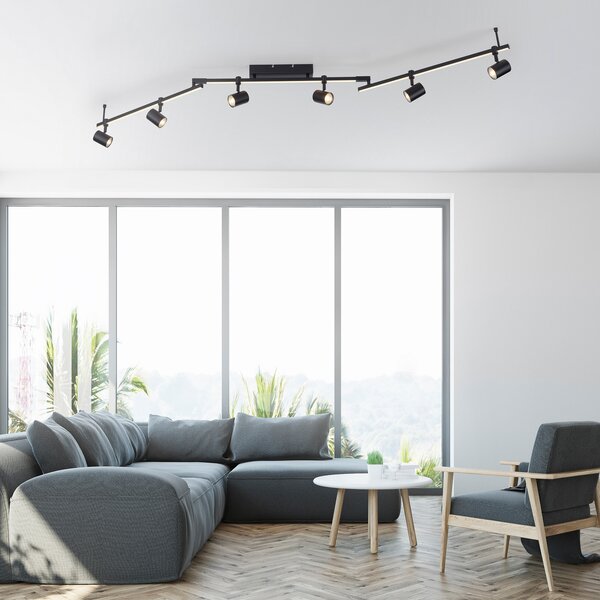 Paul Neuhaus LED stropni reflektor Barik, 188 cm, podesiv, Crno, Dnevni boravak/blagovaonica, Metal
