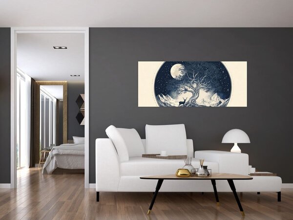 Slika – Magično drvo s jelenom I. (120x50 cm)