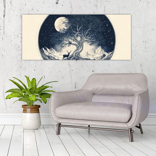 Slika – Magično drvo s jelenom I. (120x50 cm)