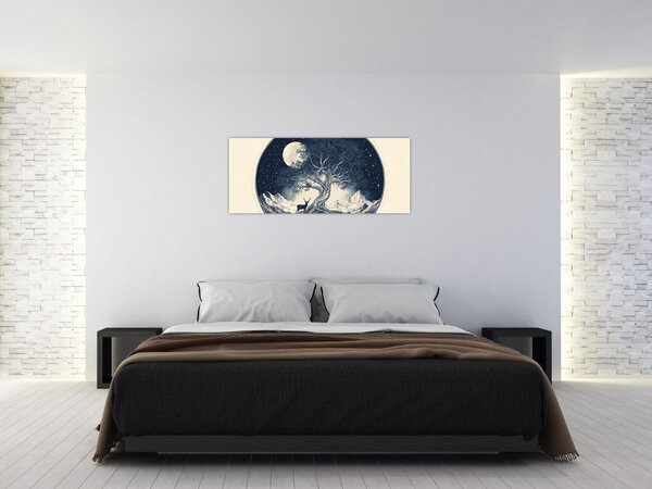 Slika – Magično drvo s jelenom I. (120x50 cm)