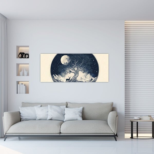 Slika – Magično drvo s jelenom I. (120x50 cm)