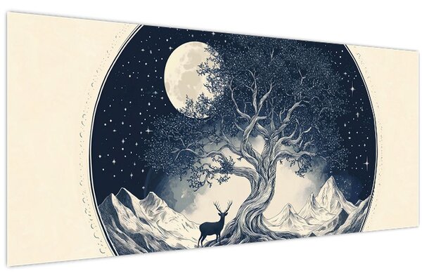 Slika – Magično drvo s jelenom I. (120x50 cm)