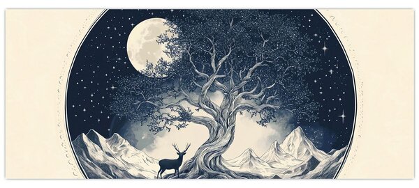 Slika – Magično drvo s jelenom I. (120x50 cm)