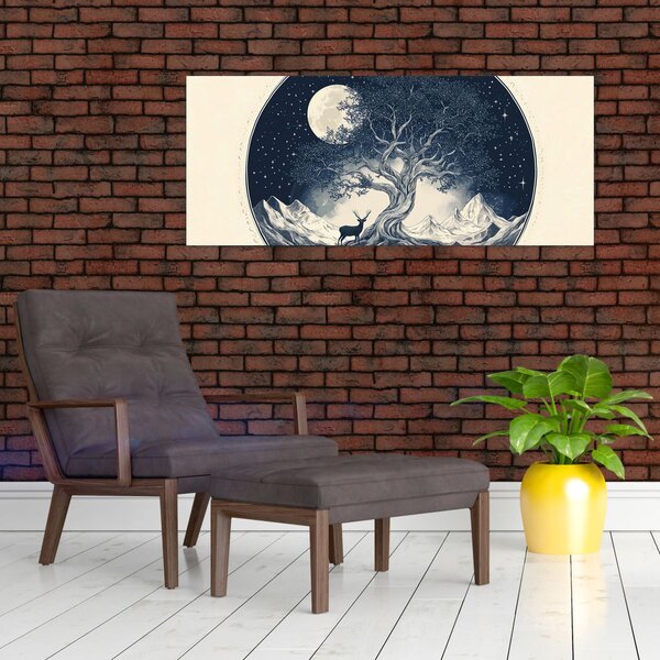 Slika – Magično drvo s jelenom I. (120x50 cm)