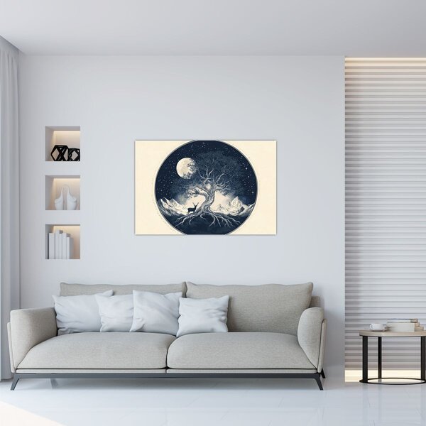 Slika – Magično drvo s jelenom I. (90x60 cm)