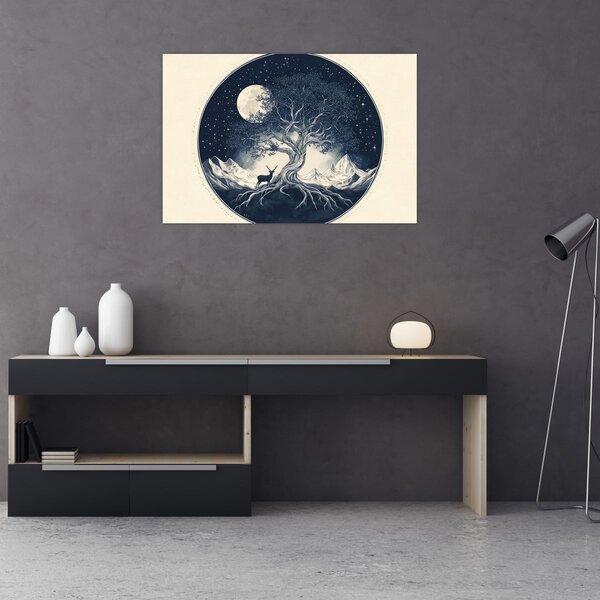Slika – Magično drvo s jelenom I. (90x60 cm)