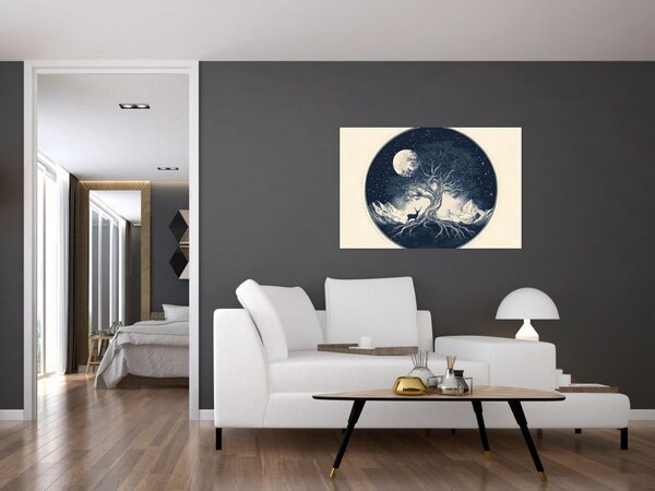 Slika – Magično drvo s jelenom I. (90x60 cm)