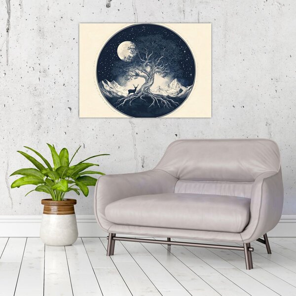 Slika – Magično drvo s jelenom I. (70x50 cm)