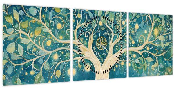 Slika – Magično drvo sa spiralama (sa satom) (90x30 cm)
