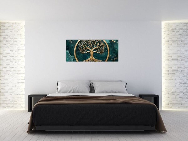 Slika – Zlatno drvo života u mramoru (120x50 cm)
