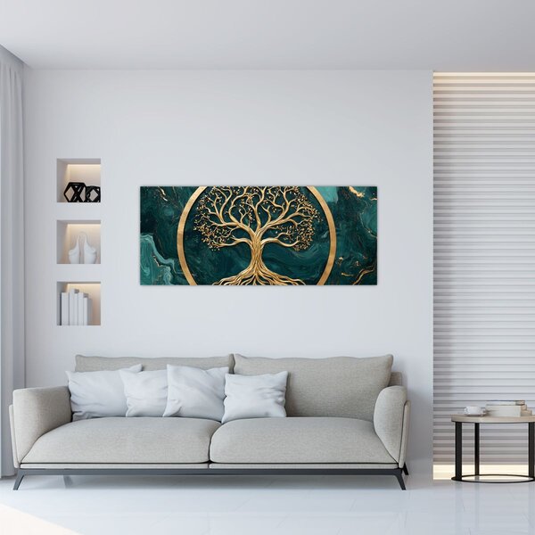 Slika – Zlatno drvo života u mramoru (120x50 cm)