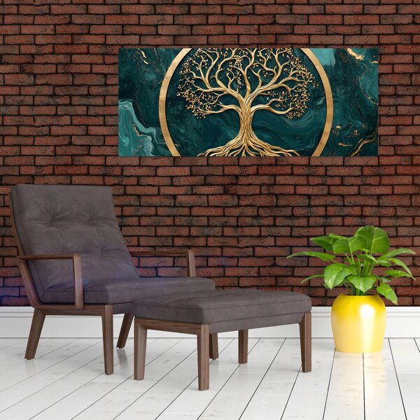 Slika – Zlatno drvo života u mramoru (120x50 cm)
