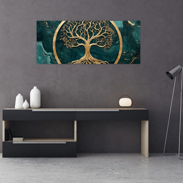 Slika – Zlatno drvo života u mramoru (120x50 cm)