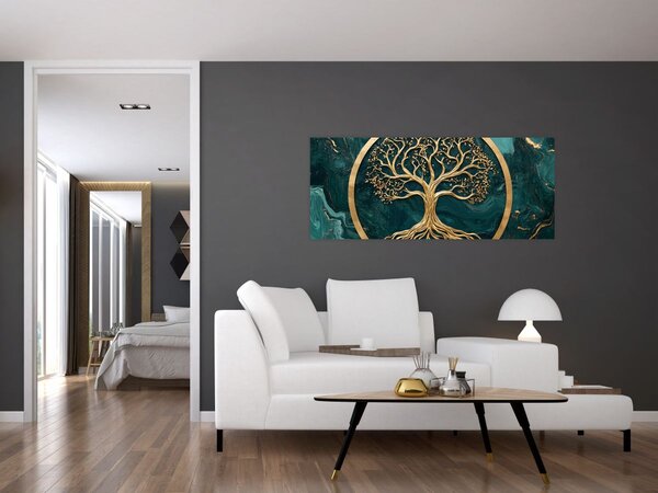Slika – Zlatno drvo života u mramoru (120x50 cm)