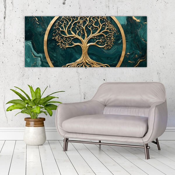 Slika – Zlatno drvo života u mramoru (120x50 cm)