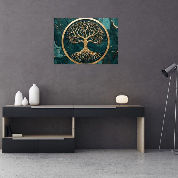 Slika – Zlatno drvo života u mramoru (70x50 cm)