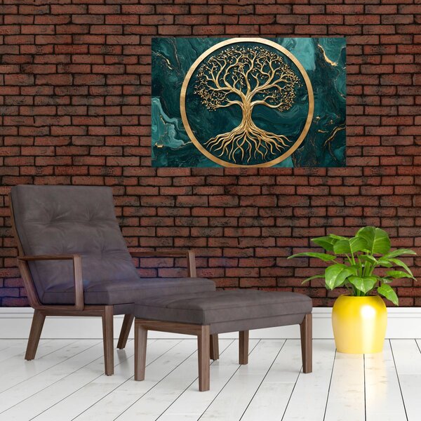 Slika – Zlatno drvo života u mramoru (90x60 cm)