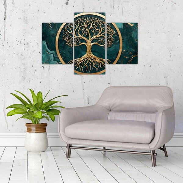 Slika – Zlatno drvo života u mramoru (90x60 cm)