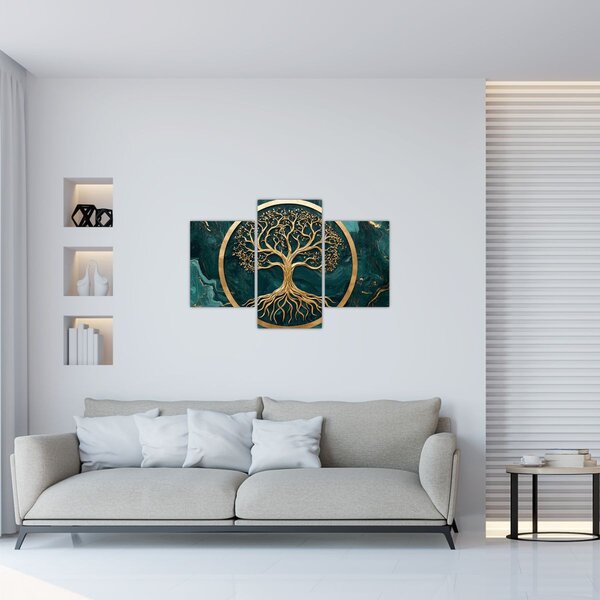 Slika – Zlatno drvo života u mramoru (90x60 cm)