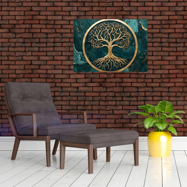 Slika – Zlatno drvo života u mramoru (70x50 cm)
