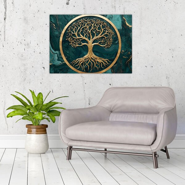 Slika – Zlatno drvo života u mramoru (70x50 cm)