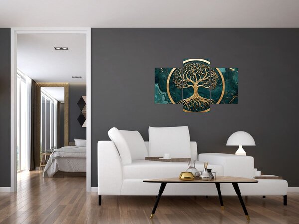 Slika – Zlatno drvo života u mramoru (90x60 cm)