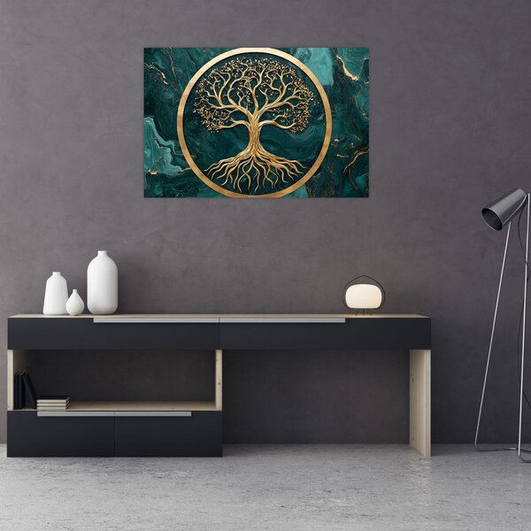 Slika – Zlatno drvo života u mramoru (90x60 cm)