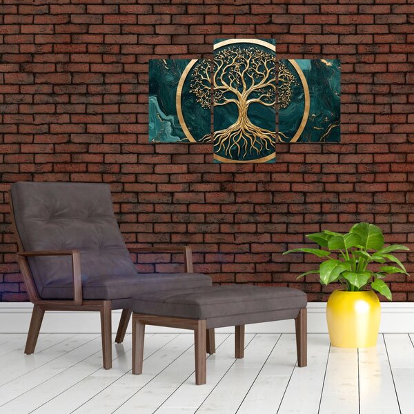 Slika – Zlatno drvo života u mramoru (90x60 cm)
