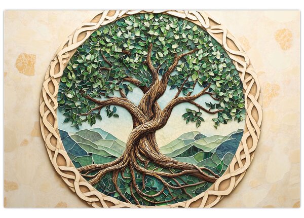 Slika – Ispleteno drvo života (90x60 cm)