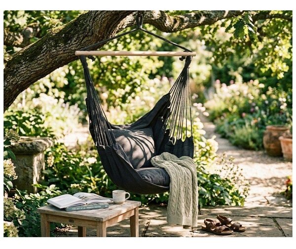 Crna podstavljena viseća vrtna fotelja Tobago – Garden Pleasure