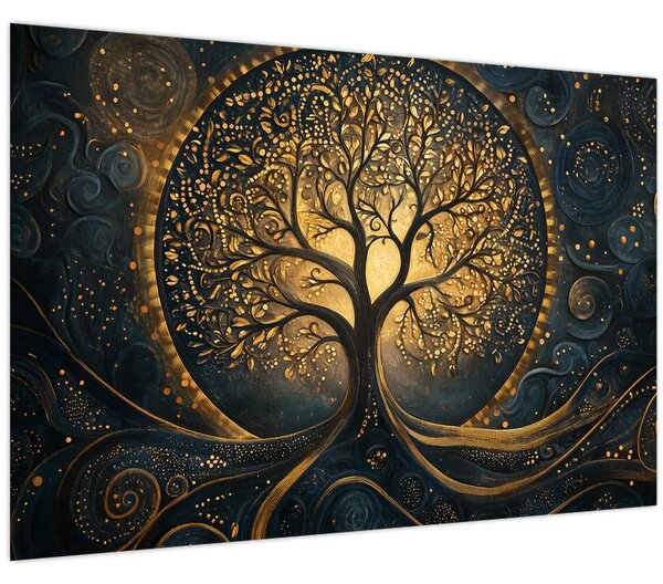 Slika – Drvo sa zlatnom aurom (90x60 cm)