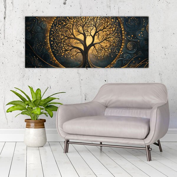 Slika – Drvo sa zlatnom aurom (120x50 cm)