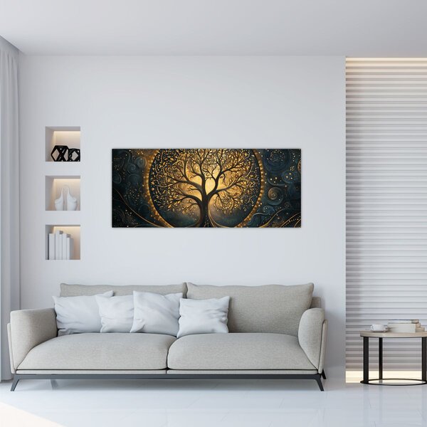 Slika – Drvo sa zlatnom aurom (120x50 cm)