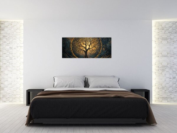 Slika – Drvo sa zlatnom aurom (120x50 cm)