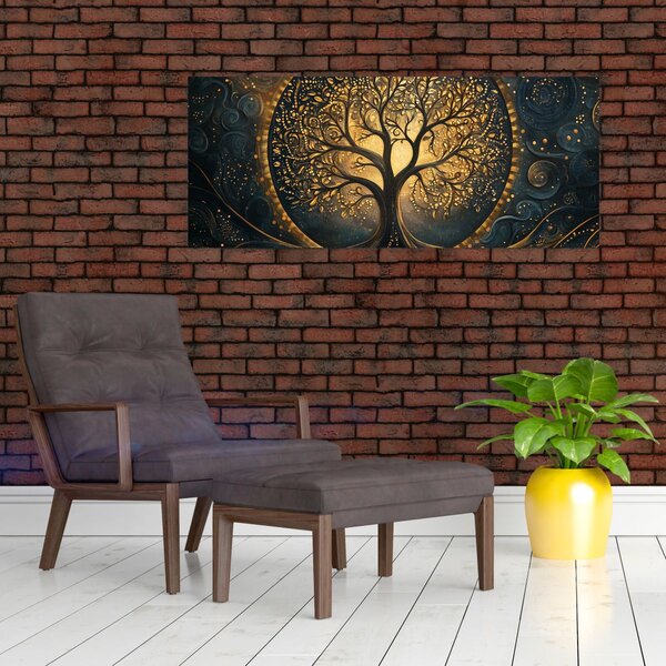 Slika – Drvo sa zlatnom aurom (120x50 cm)