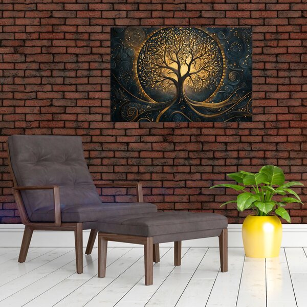 Slika – Drvo sa zlatnom aurom (90x60 cm)