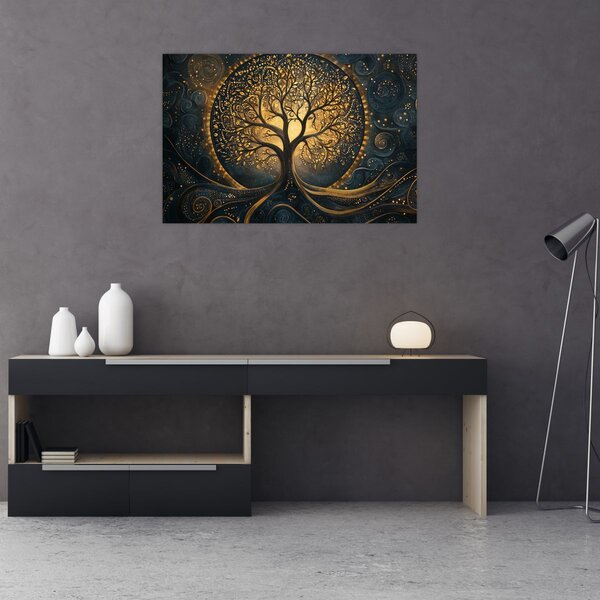 Slika – Drvo sa zlatnom aurom (90x60 cm)