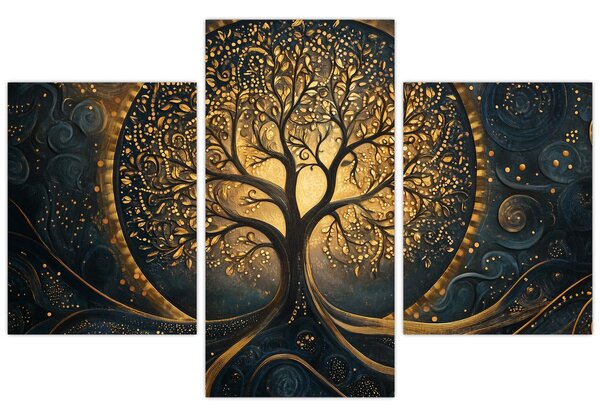 Slika – Drvo sa zlatnom aurom (90x60 cm)