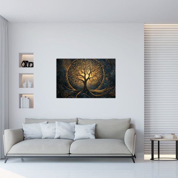 Slika – Drvo sa zlatnom aurom (90x60 cm)
