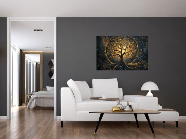 Slika – Drvo sa zlatnom aurom (90x60 cm)
