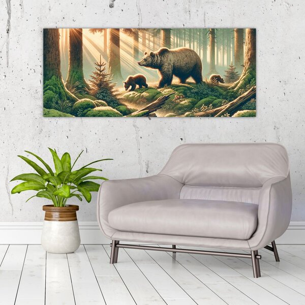 Slika - Medvjedi u šumi (120x50 cm)