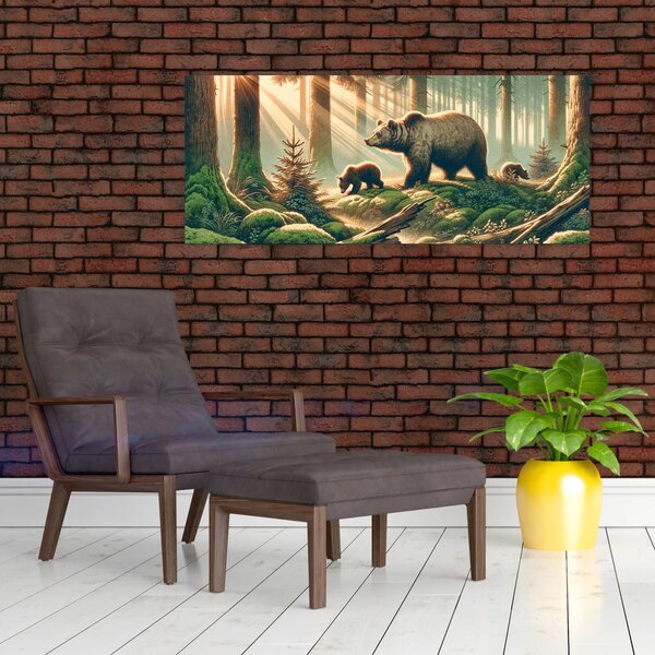 Slika - Medvjedi u šumi (120x50 cm)