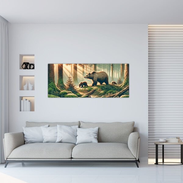 Slika - Medvjedi u šumi (120x50 cm)