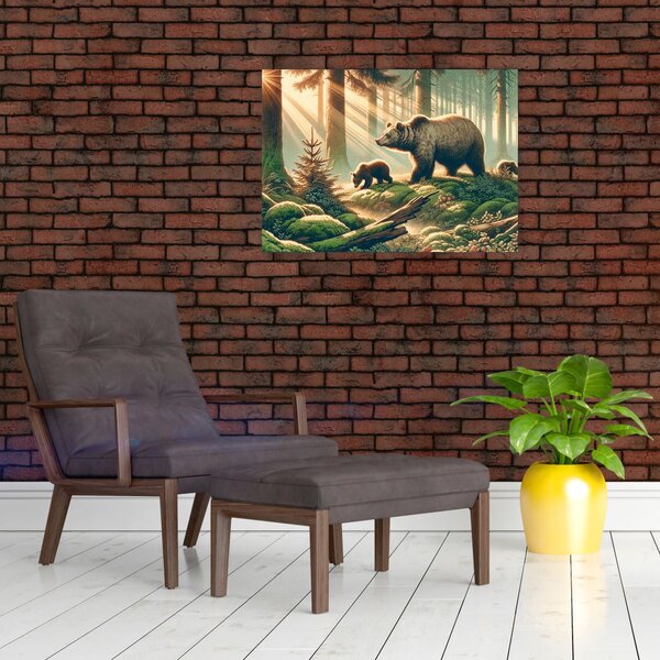 Slika - Medvjedi u šumi (70x50 cm)
