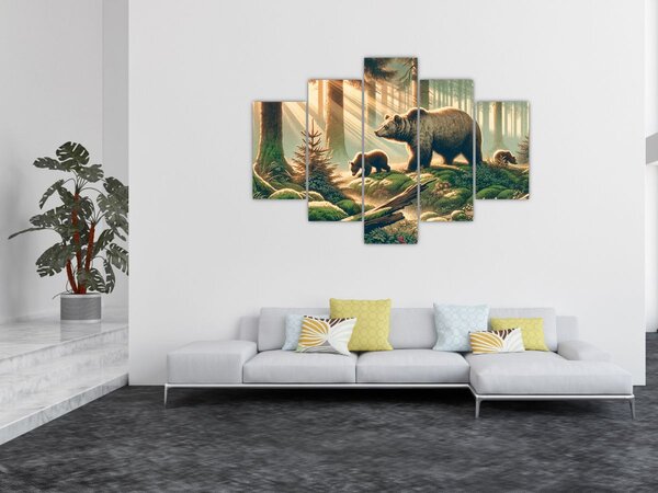 Slika - Medvjedi u šumi (150x105 cm)