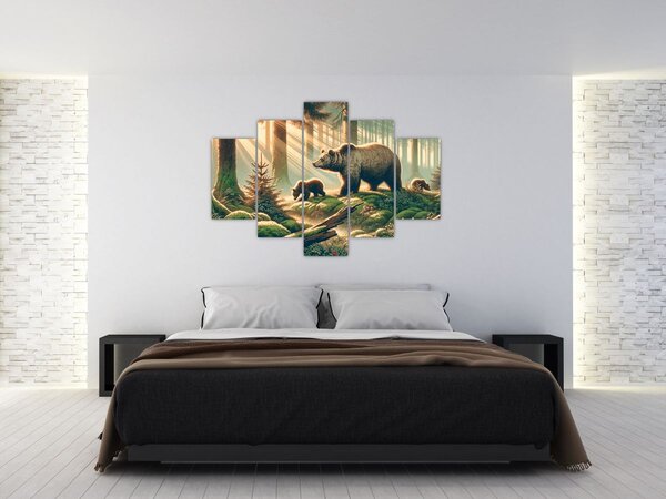 Slika - Medvjedi u šumi (150x105 cm)